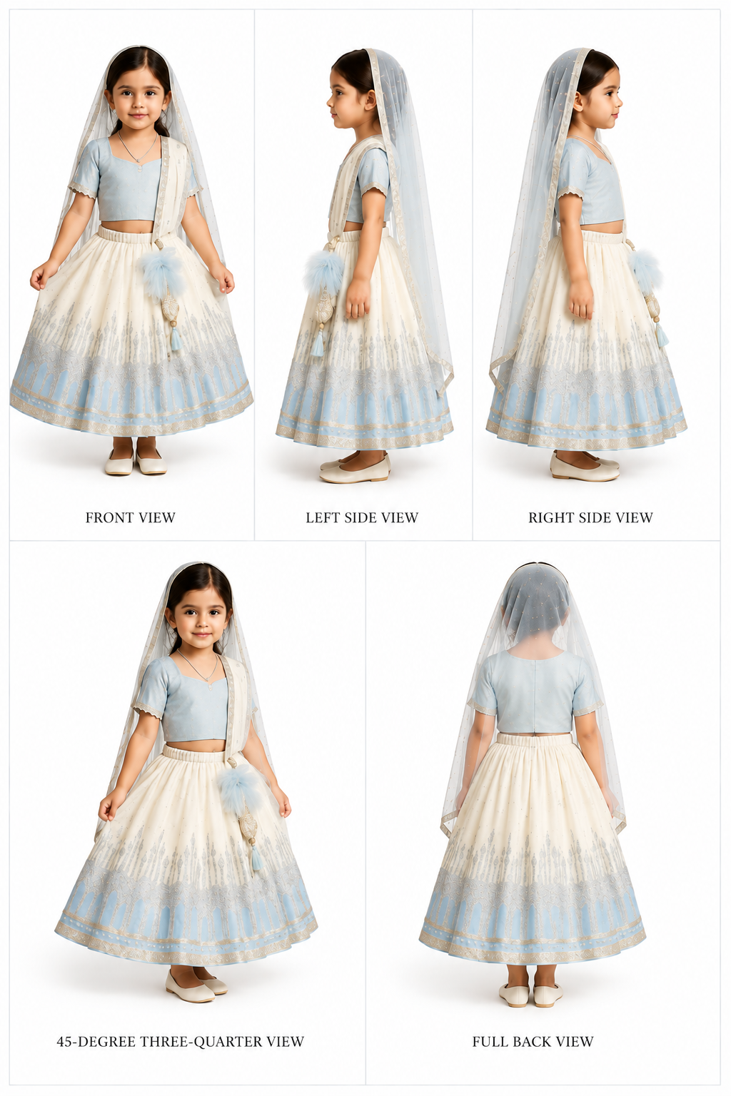 Pre Order: Embroidered Top With Lehenga And Dupatta