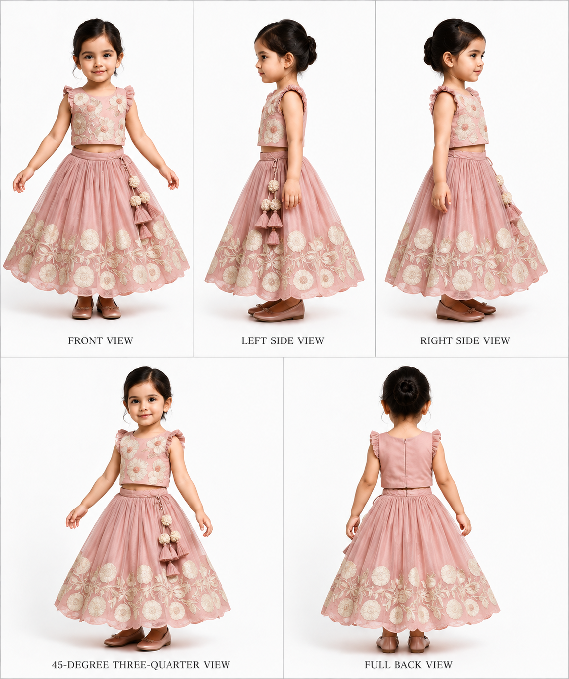 Pre Order: Shimmery Hand Embroidered Gota Laced Top With Flared Shimmery Lehenga