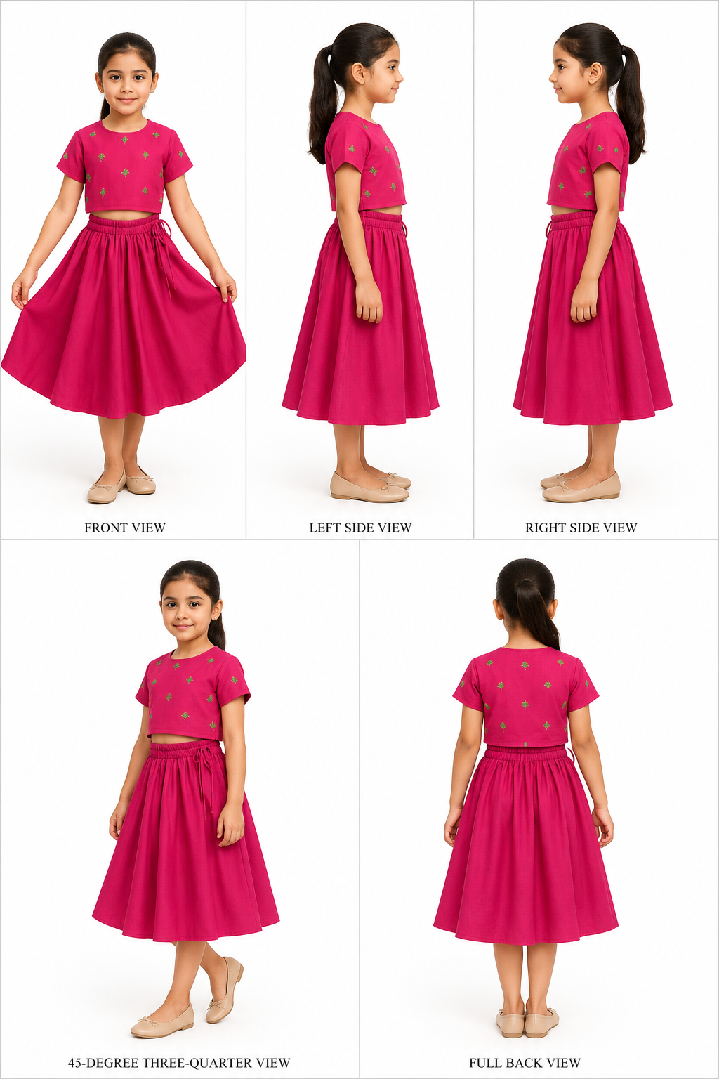 Pink Bird Embroidered Top And Lehenga