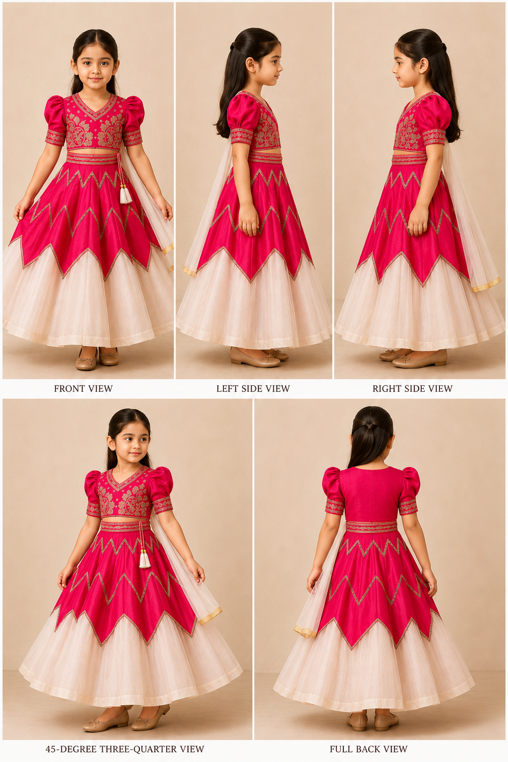 Pre Order: Embroidered Top With Dual Tone Lehenga And Net Dupatta