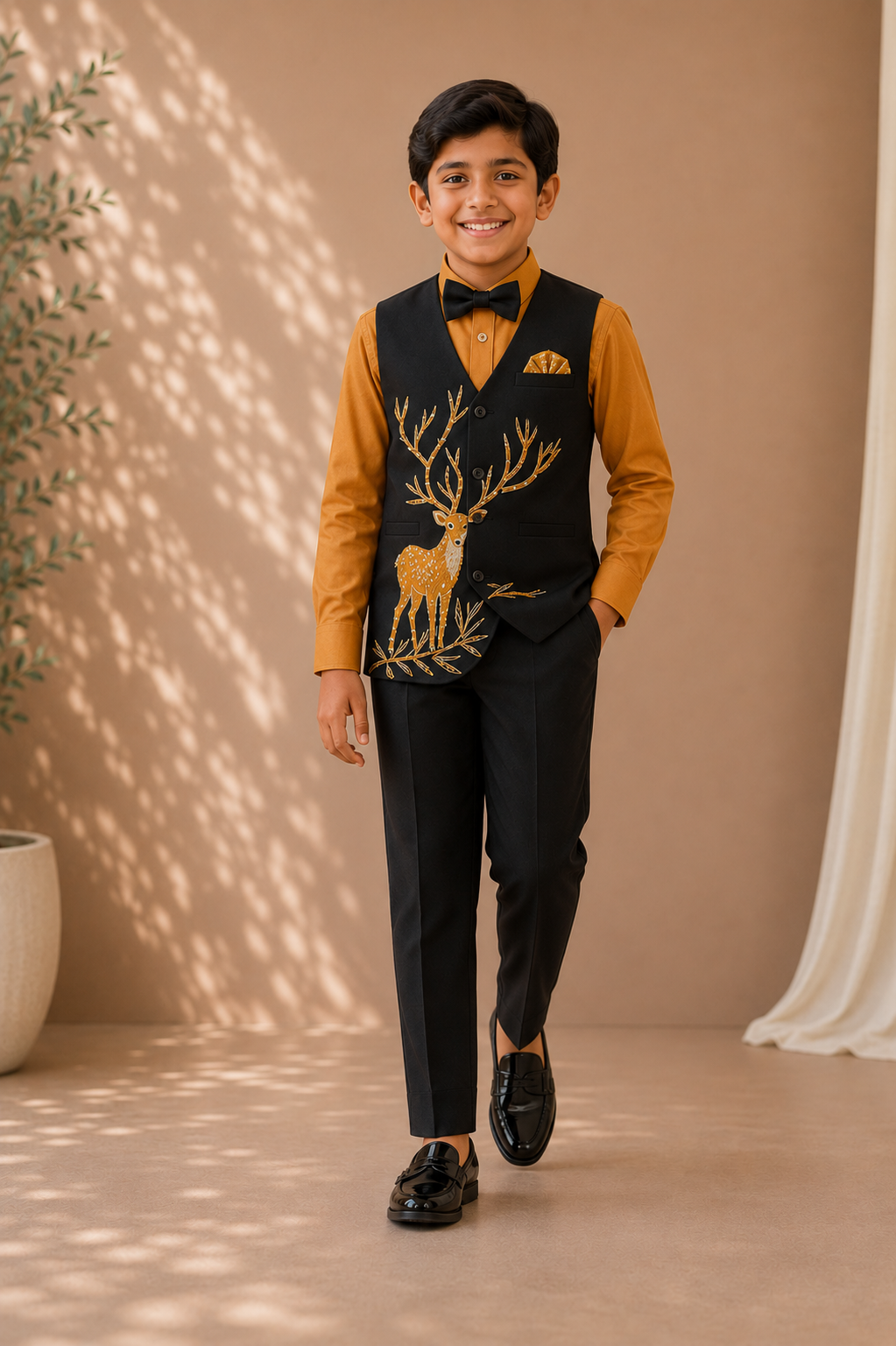 Pre Order: Golden Stag Royale Bandhgala Vest Suit