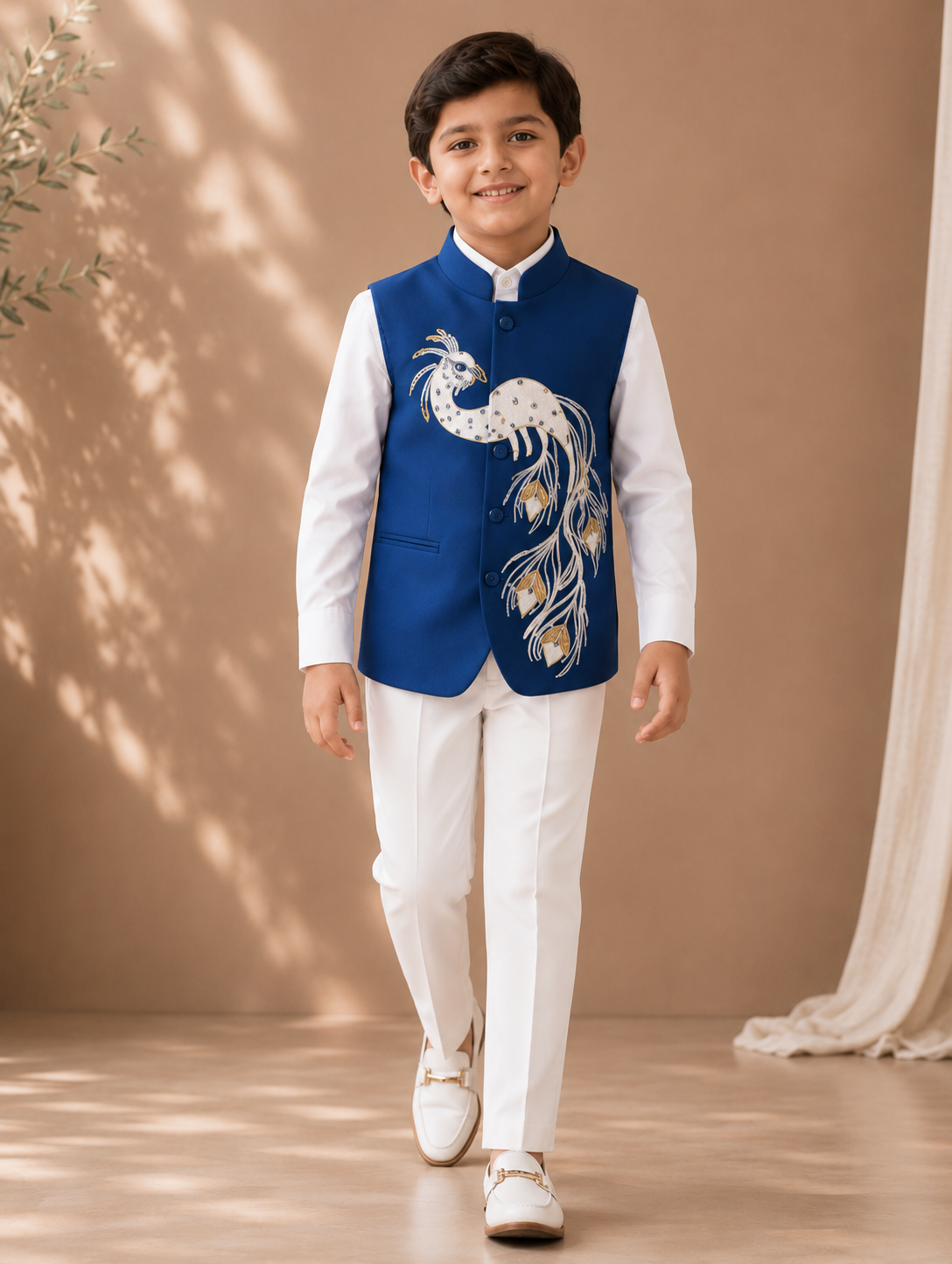 Pre Order:Royal Peacock Bandhgala Vest Set