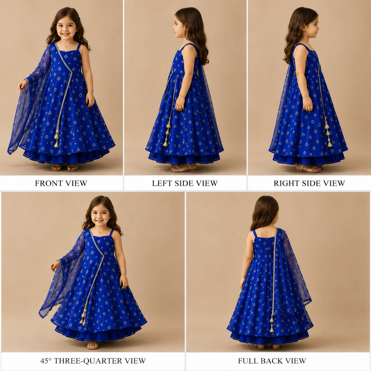 Pre Order: Blue Bandhani Anarkali Set