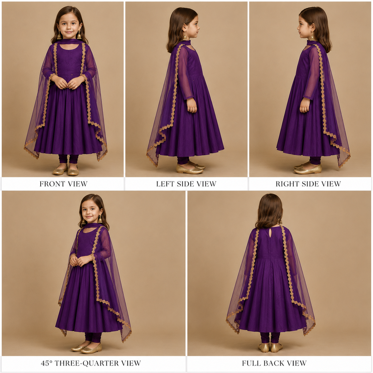 Pre Order: Purple Anarkali with Duppatta and Gota Detailing