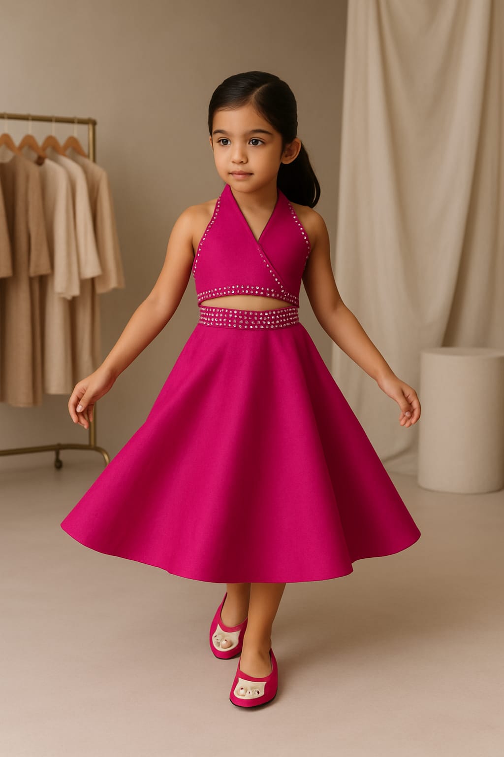 Pre Order: Pink Halter Neck Top And Skirt