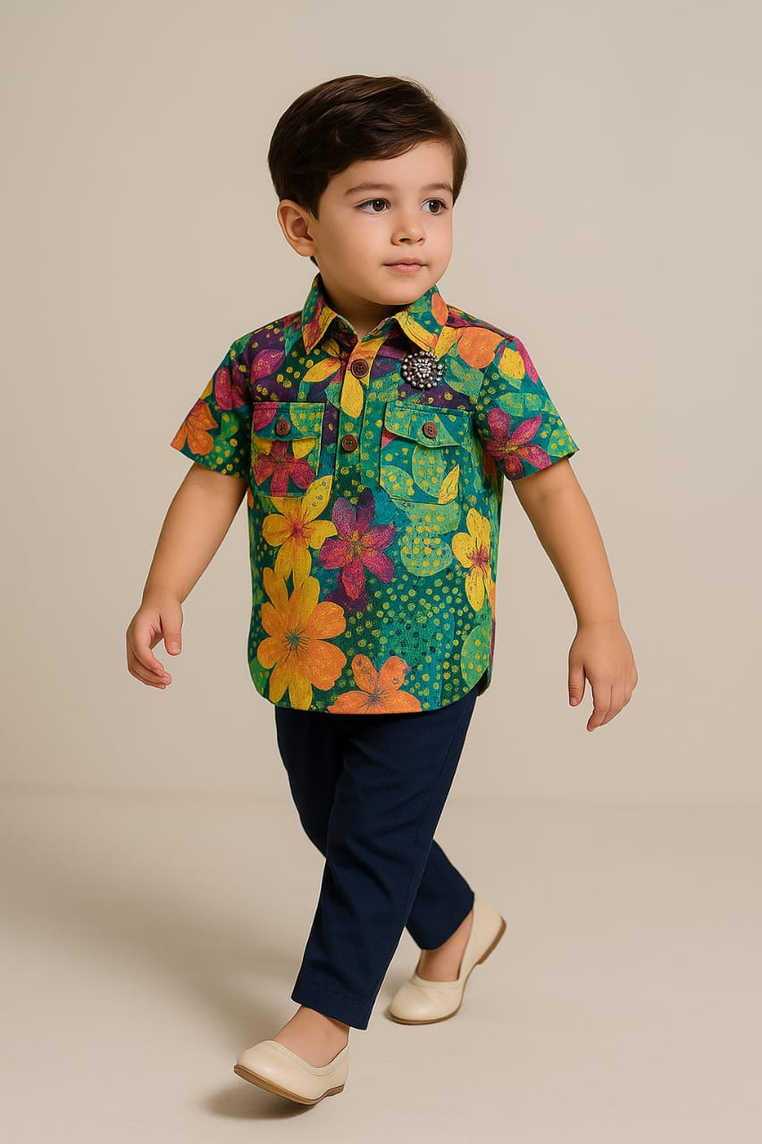 Pre Order: Multicolour Pathani Kurta And Pant