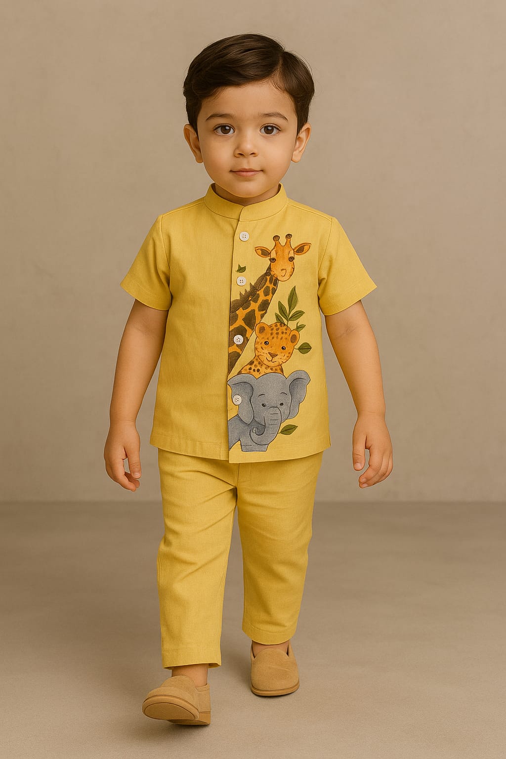 RTD Pre Order: Yellow Jungle Hand Painted Coord Set
