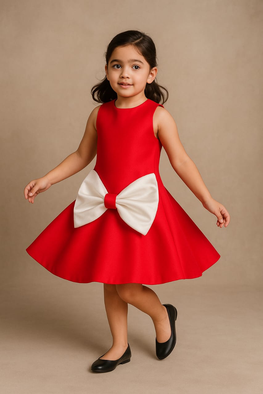 Pre Order: Red Scuba Big Bow Dress