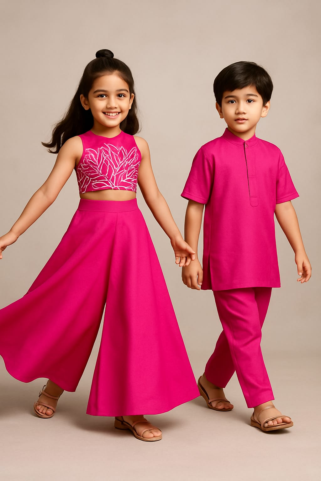 (Girl) Pre Order: Exclusive Pink Top With Flared Palazzo