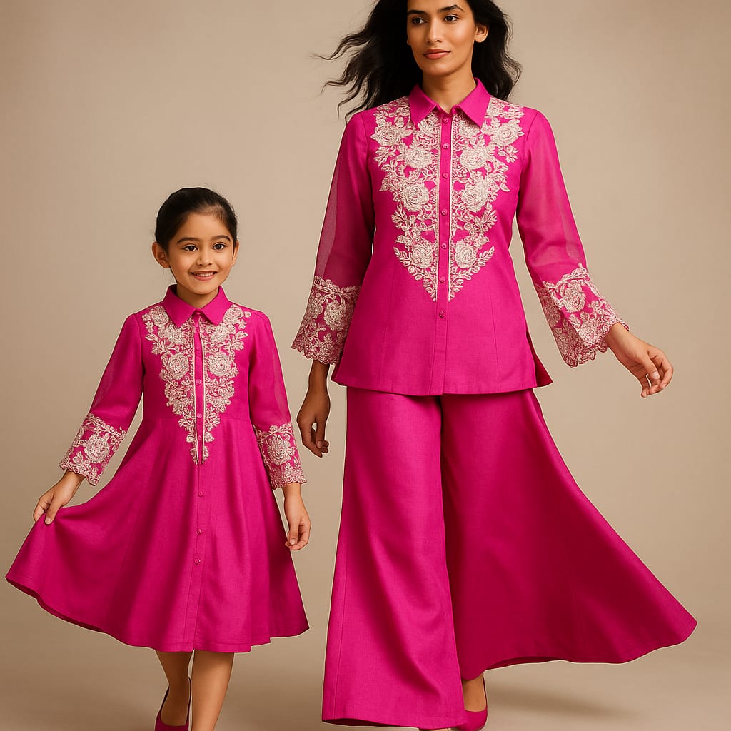 Pre Order: Front Open Embroidered Pink Dress