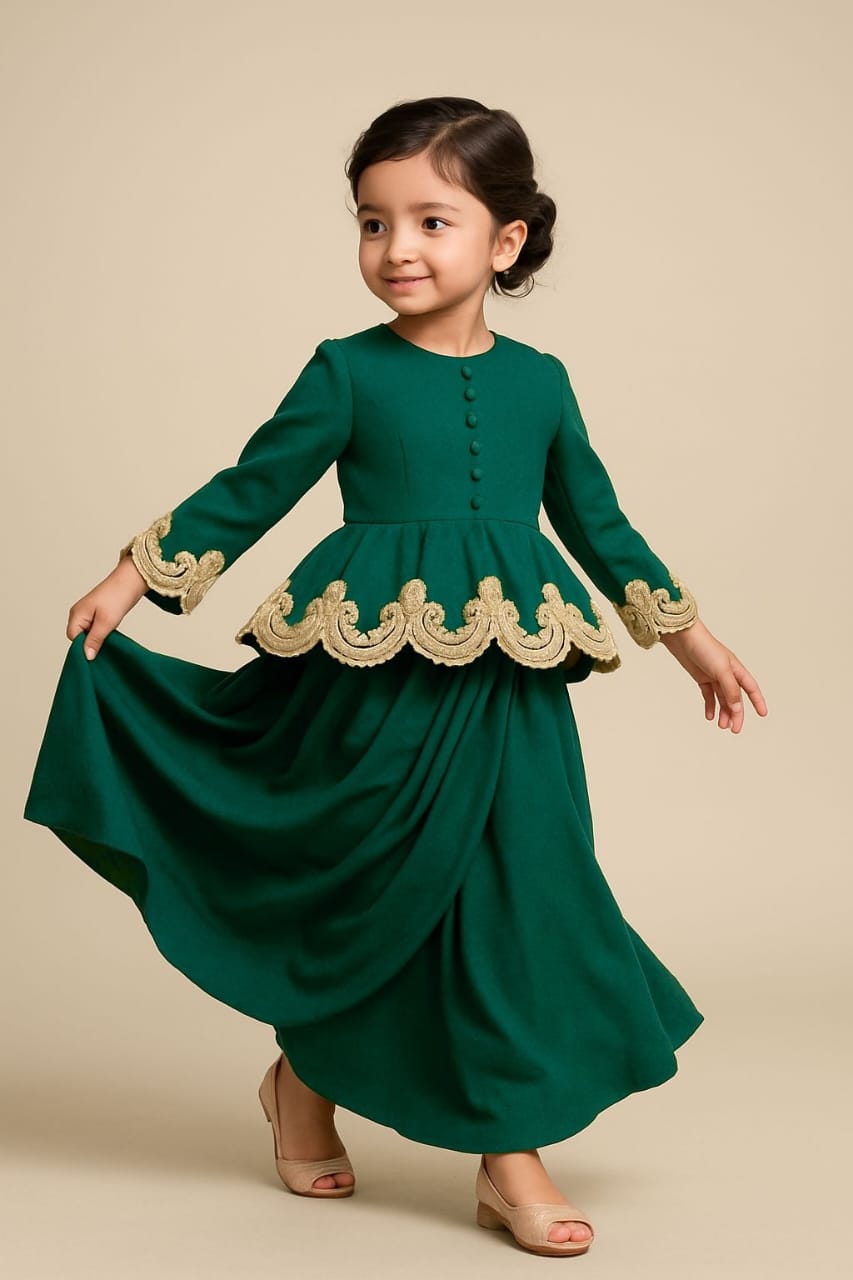 Pre Order: Exclusive Rama Embroidered Peplum Top And Stylish Drape Skirt