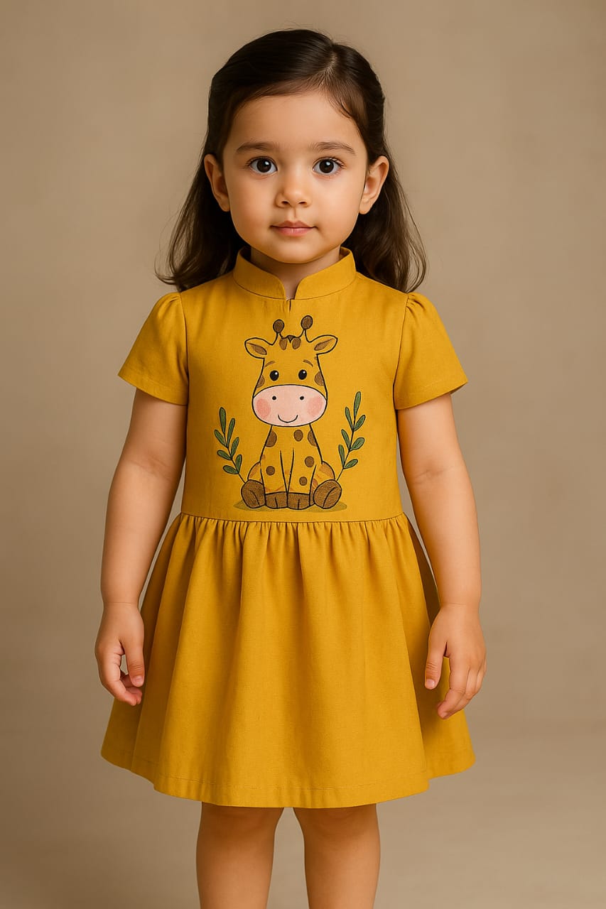 Pre Order: Cute Giraffe Hand Painted Dress