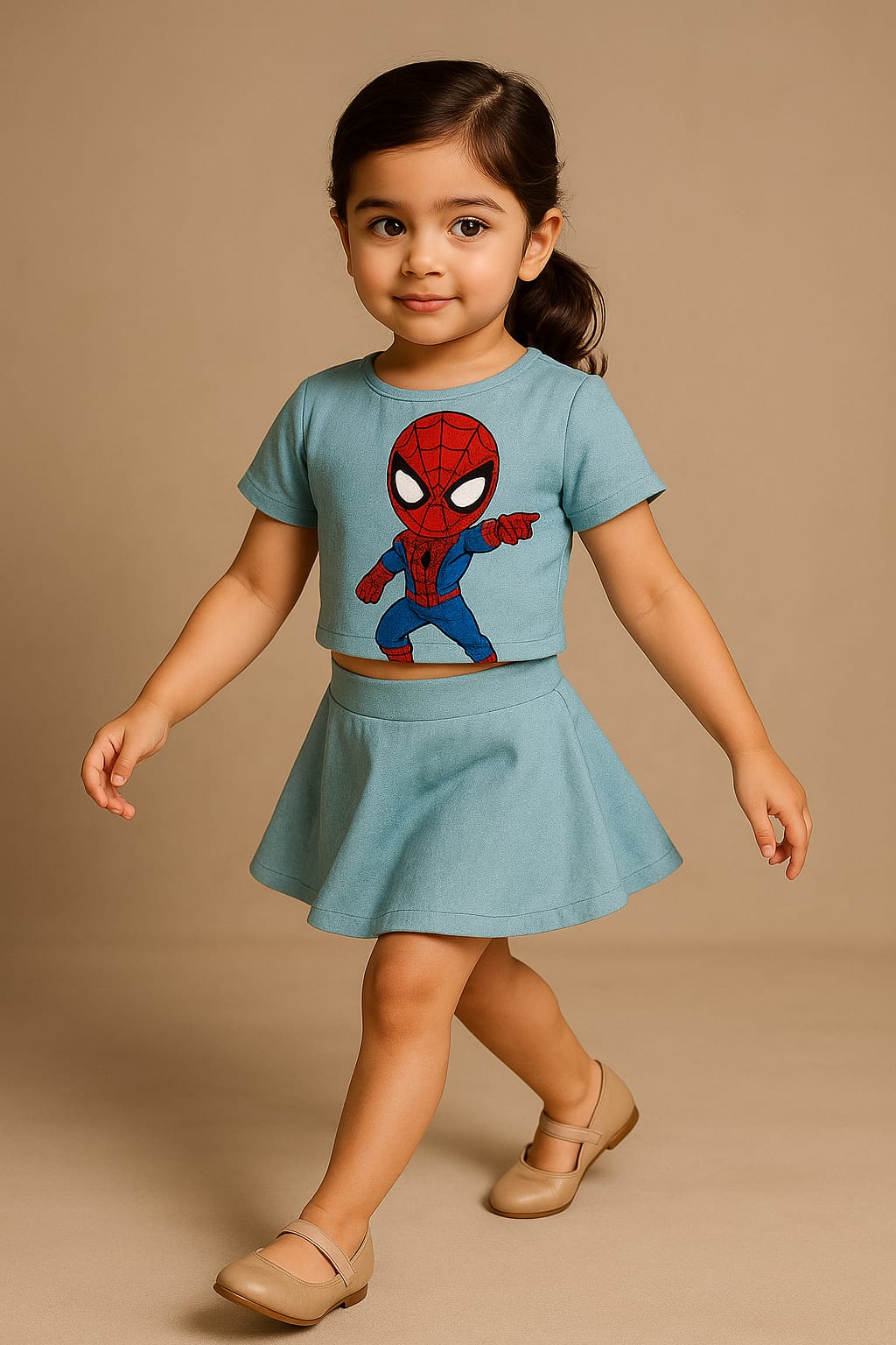 Pre Order: Spider-Man Hand Painted Top And Skirt