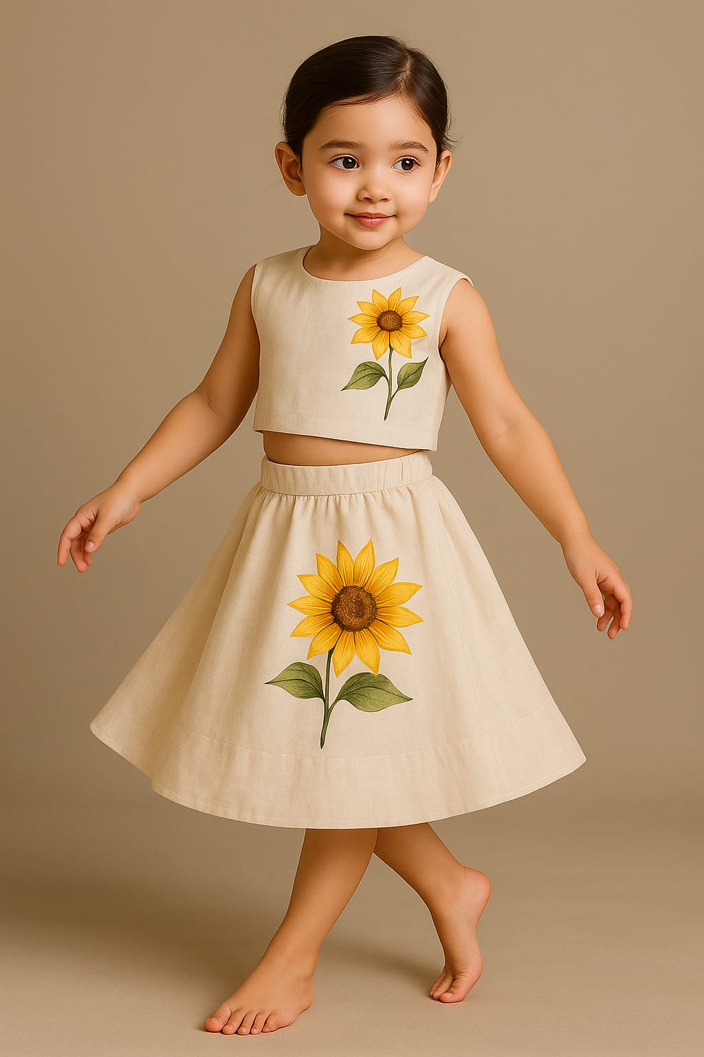 Pre Order: Surajmukhi Hand Painted Top And Skirt