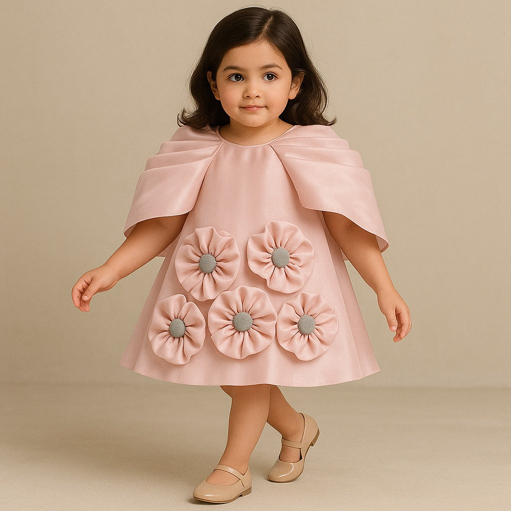 RTD Pre Order: Pink Artificial Flowers Embellished Dress