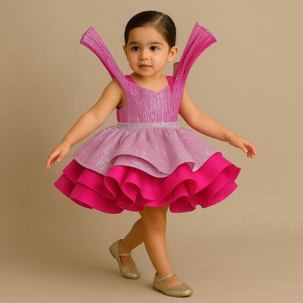 Pre Order: Layered Sequins Dual Tone Dress