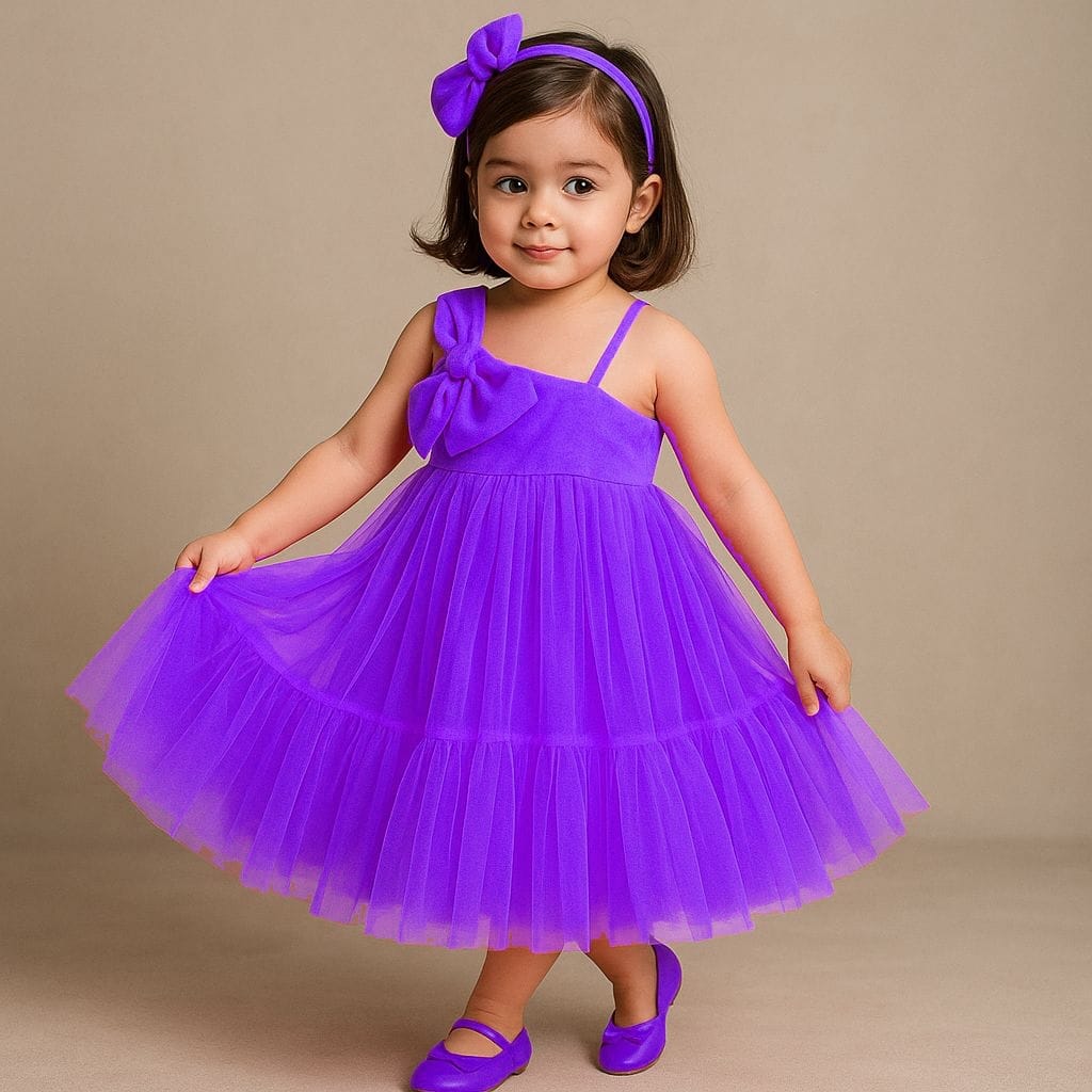 Pre Order: Bow Adorned Purple One Shoulder Gown