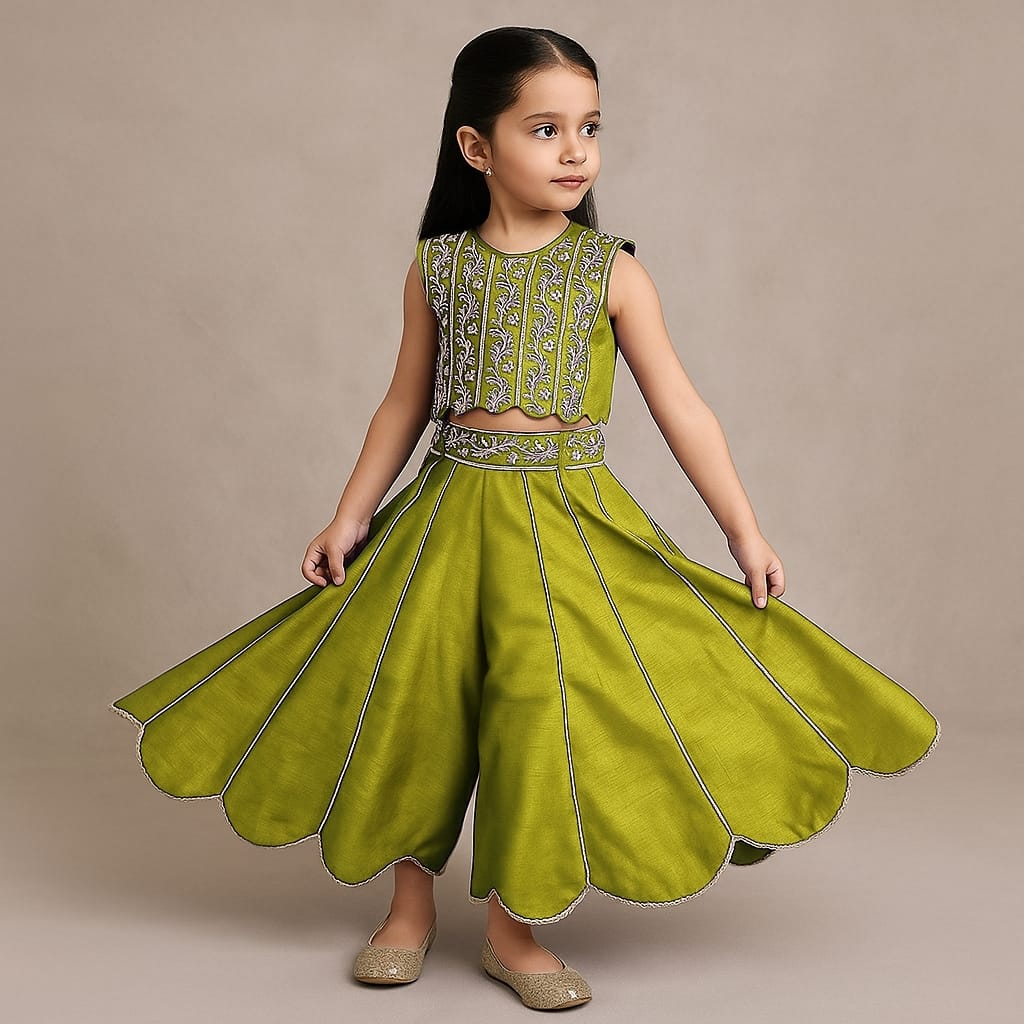 Pre Order: Mehendi Embroidered Top And Palazzo