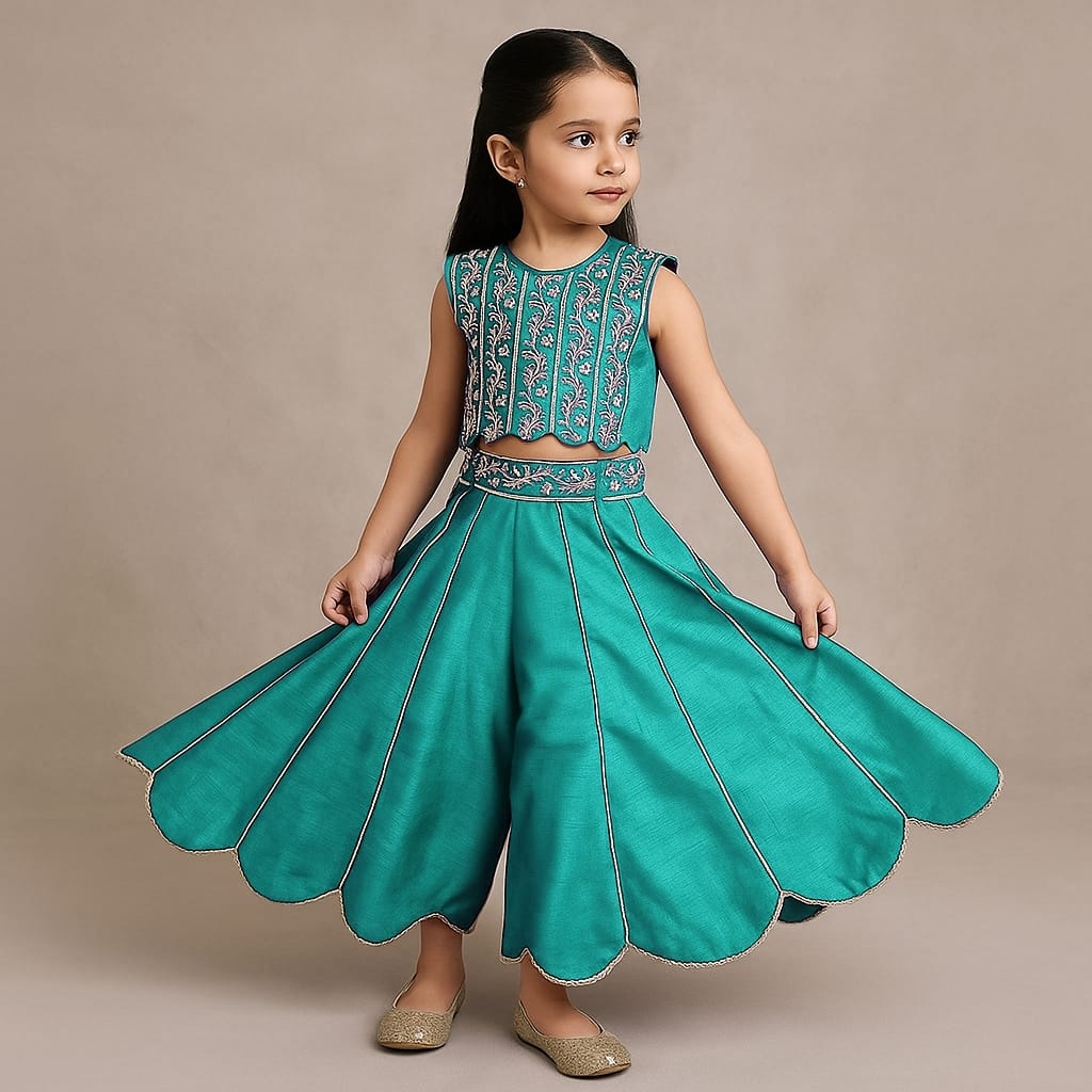 Pre Order: Rama Embroidered Top And Palazzo