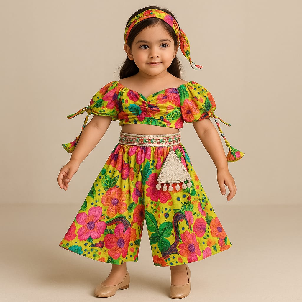 Pre Order: Printed Stylish Top With Flared Palazzo