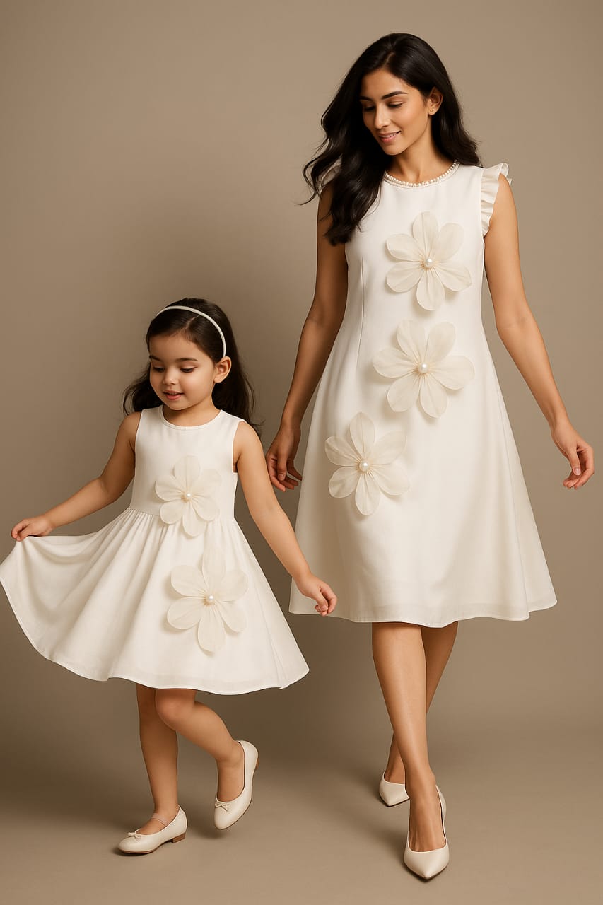 Pre Order: White Embellished Flower Dress