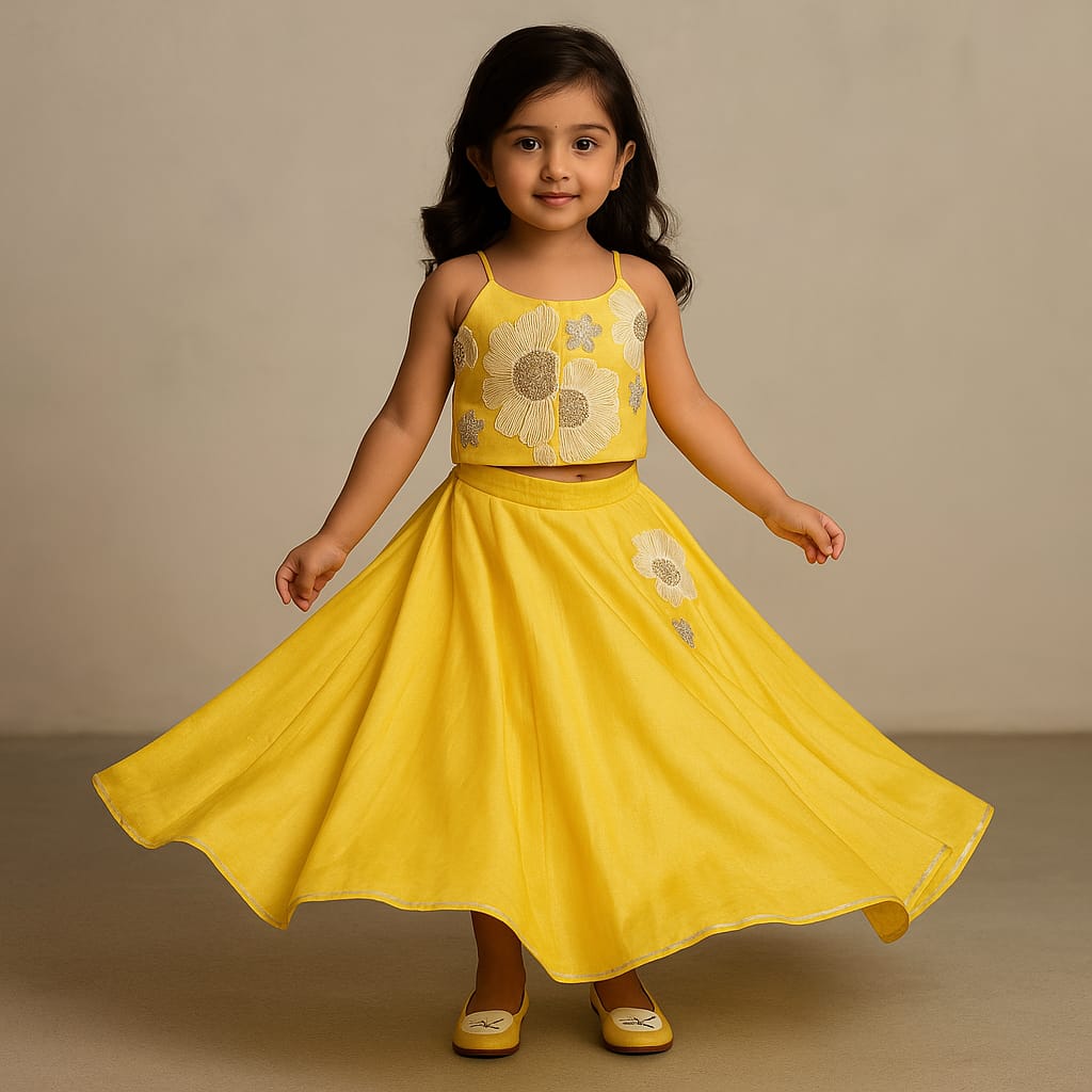 Pre Order: Flower And Sequin Embroidered Halter Neck Top With Lehenga