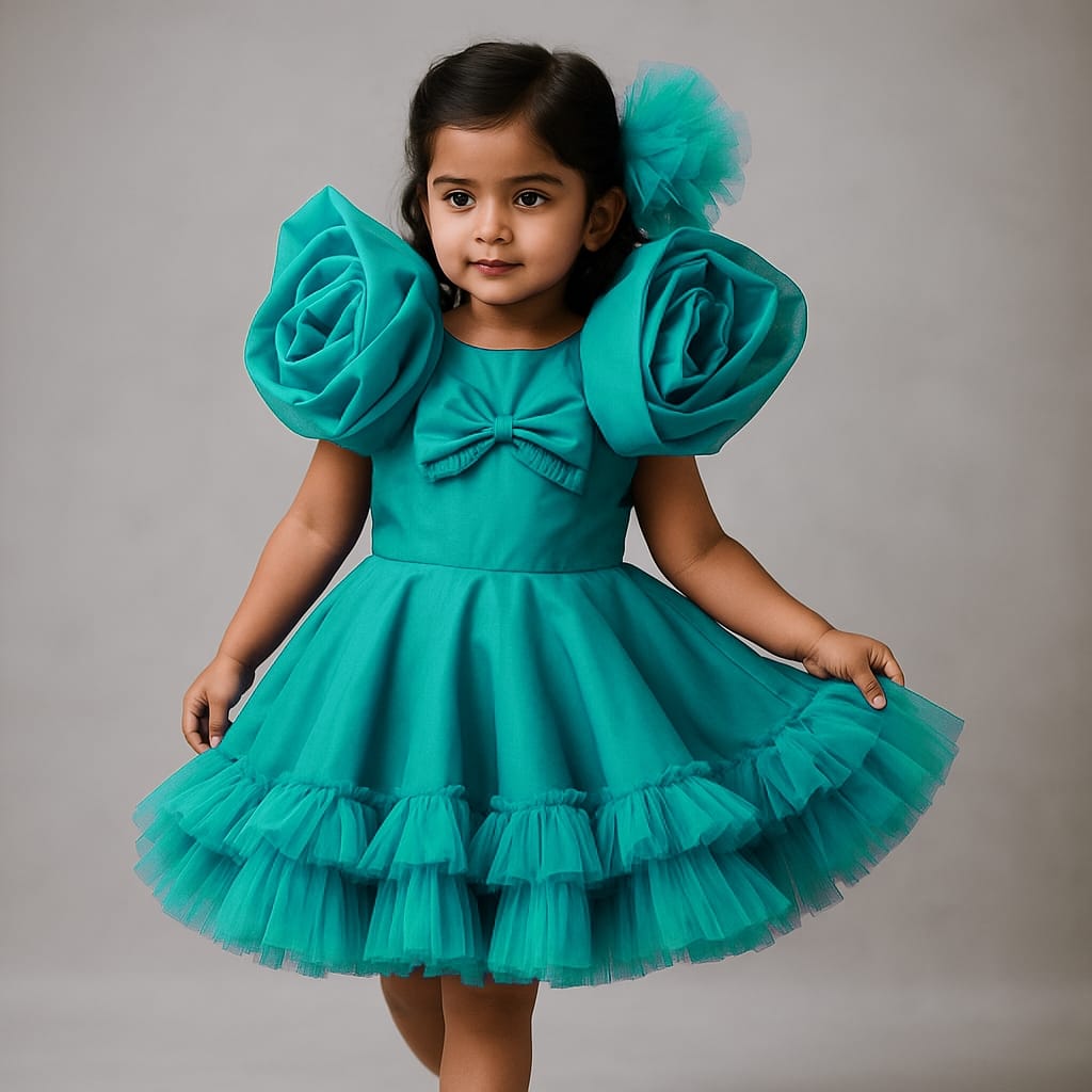 Pre Order: Elegant Rosy Sleeves Dress With Hair Clip