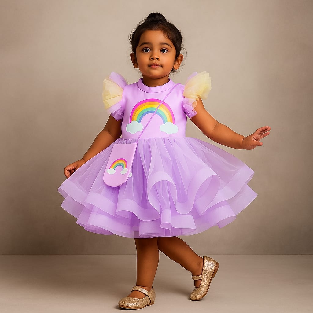Pre Order: Rainbow Dress With Matching Sling Bag