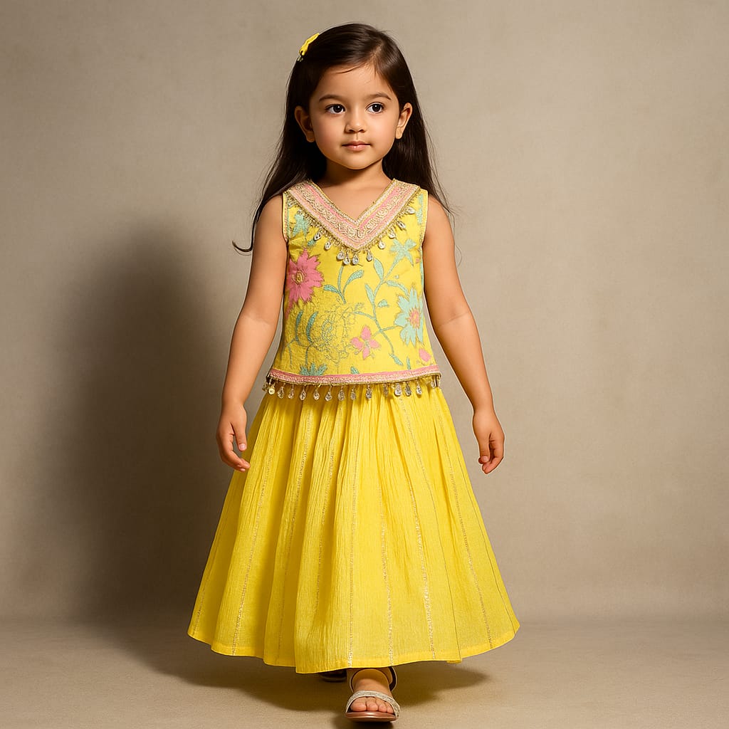 RTD Pre Order: Stylish Printed Kurti And Flared Lehenga