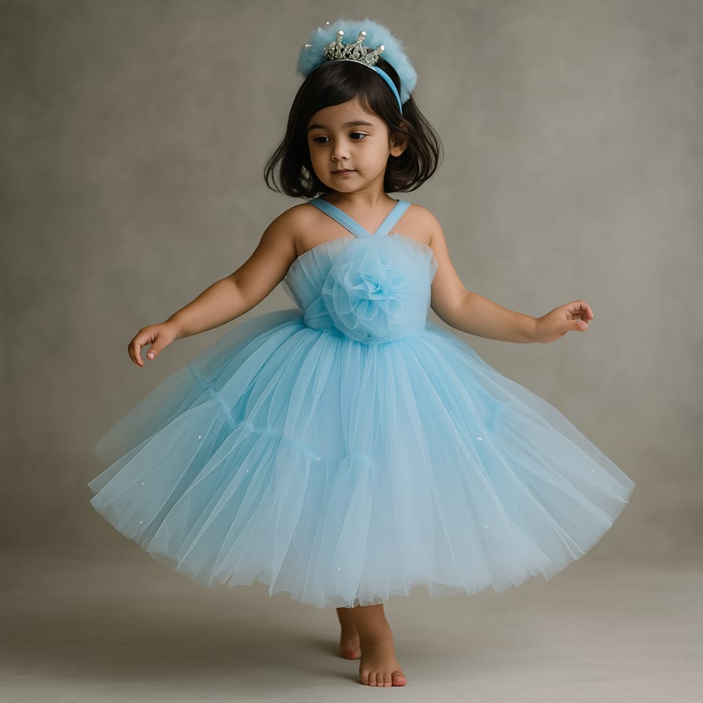 Pre Order: Iker Blue Net Dress