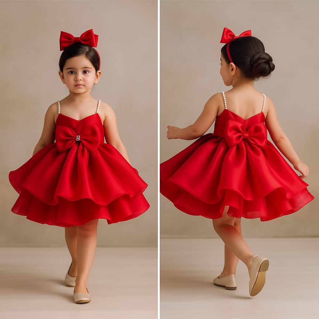 Pre Order: Afon Red Organza Dress