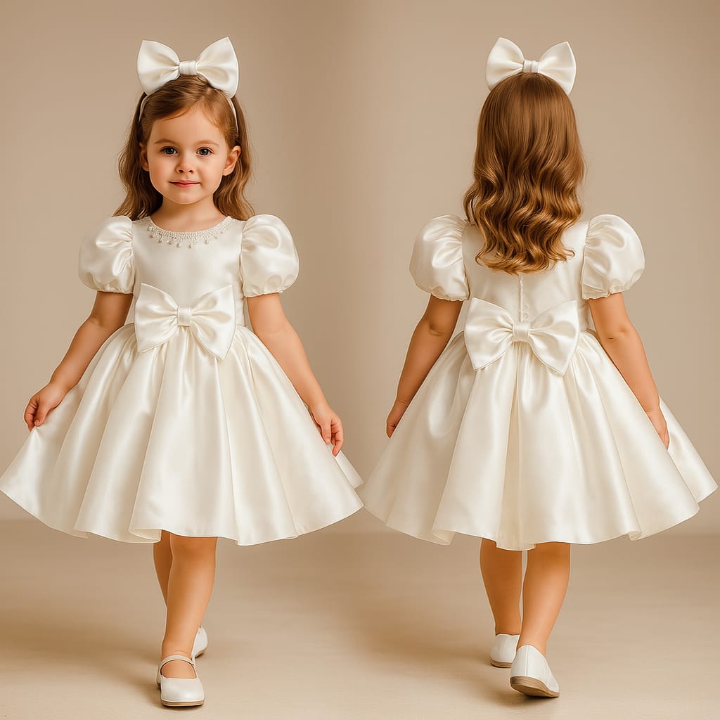 Pre Order: Zina satin bow dress.