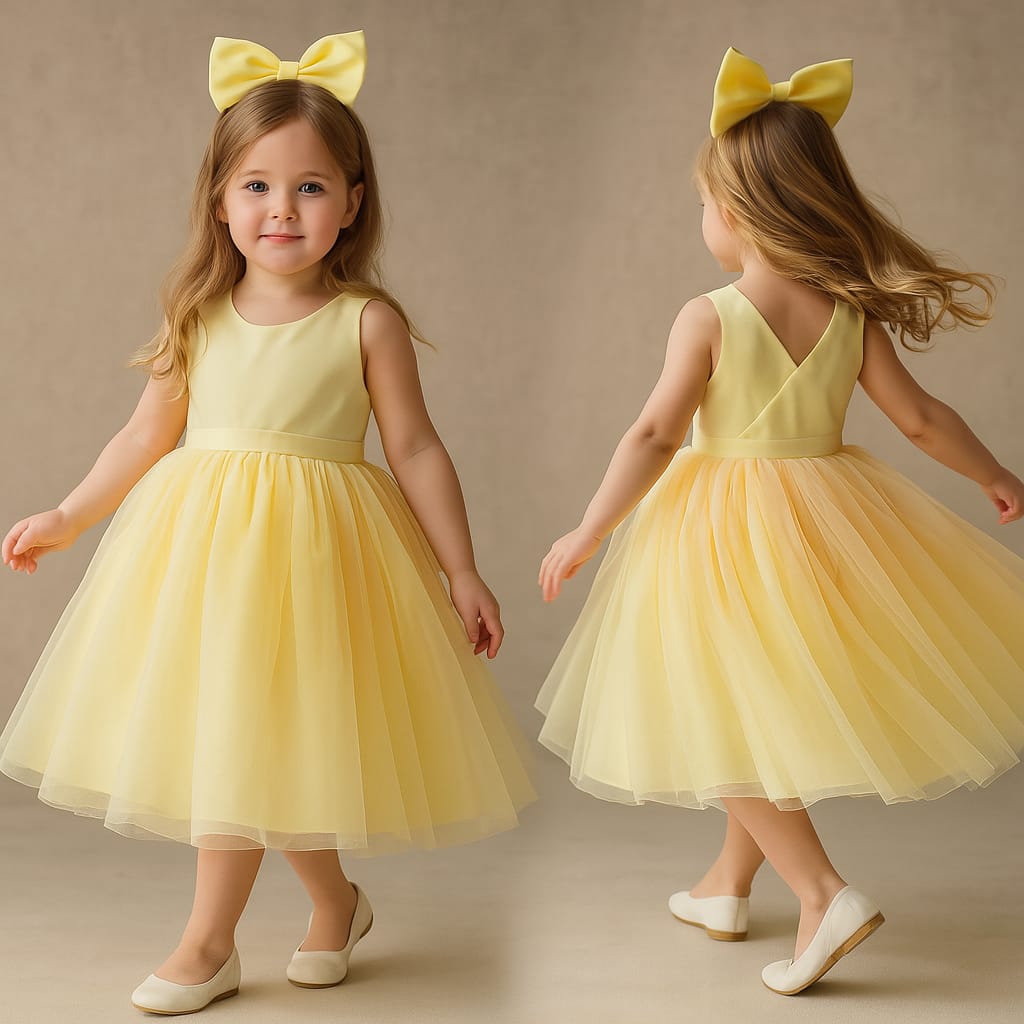 Pre Order: Elegant Yellow Net Dress