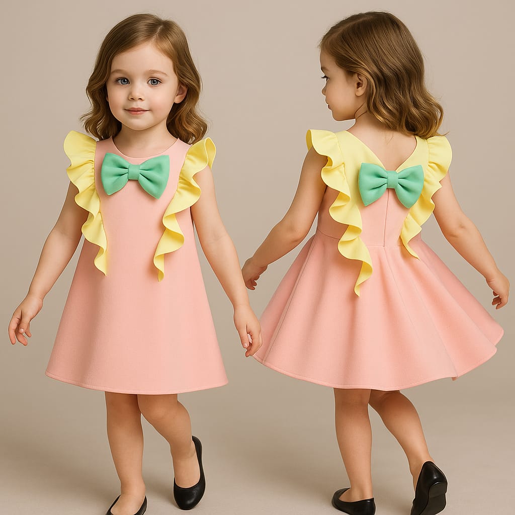 Pre Order: Neoprene Peach Ruffle Dress