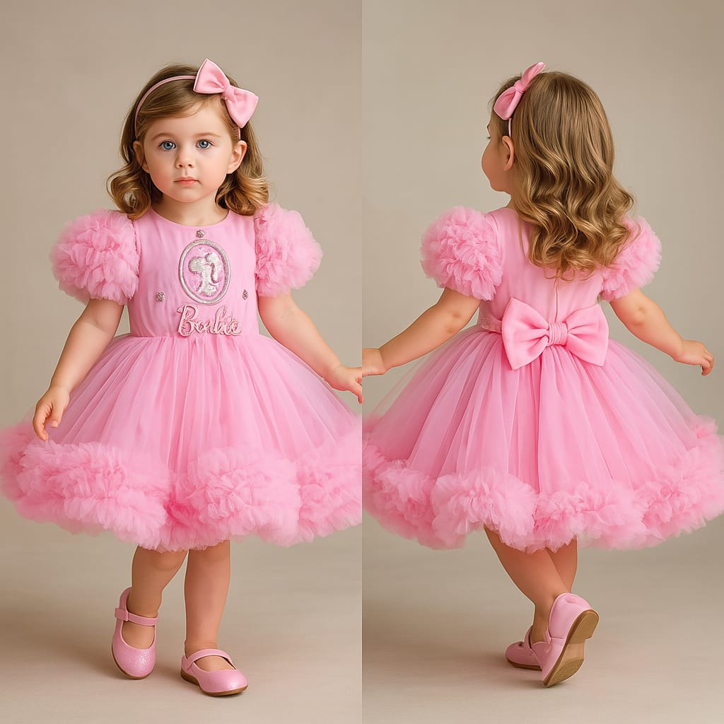 Pre Order: Ruffle-Sleeved Exquisite Pink Dress