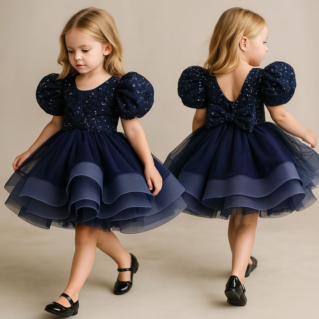 Pre Order: Sequined Ruffled Blue Dress
