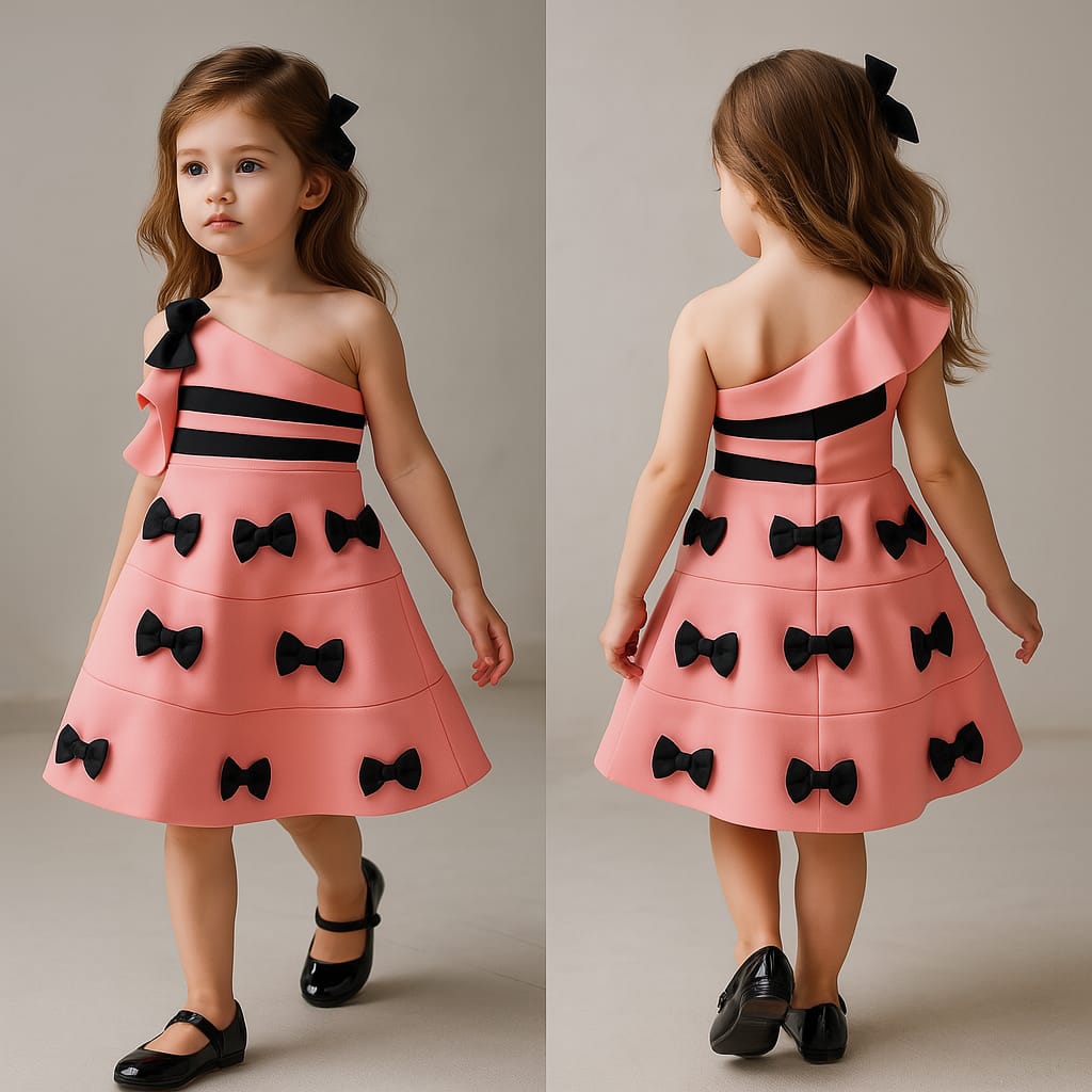 Pre Order: One Shoulder Bow Embellished Tiered Dress