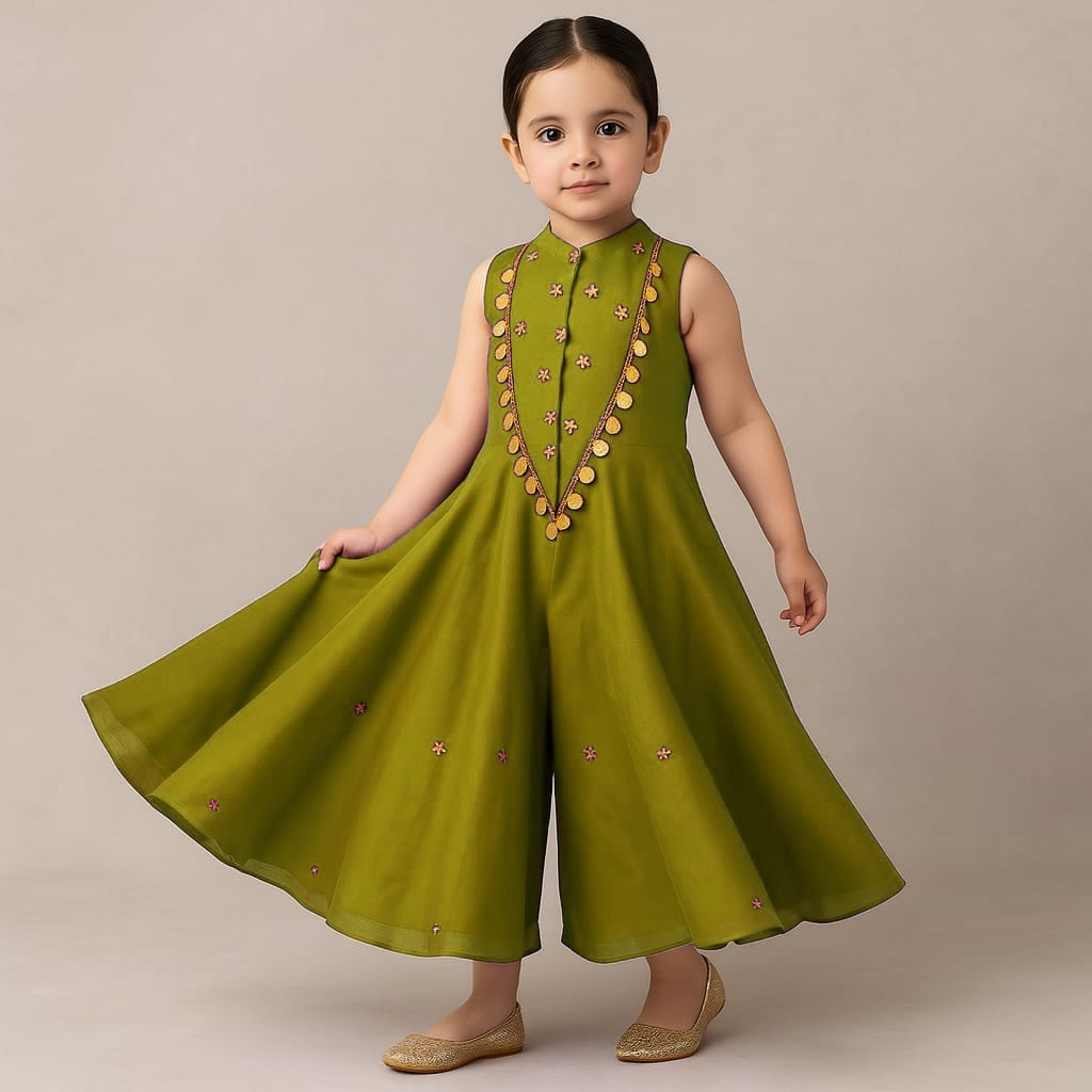 Pre Order: Mehendi Ethnic Floral Sequins Work Flowy Jumpsuit