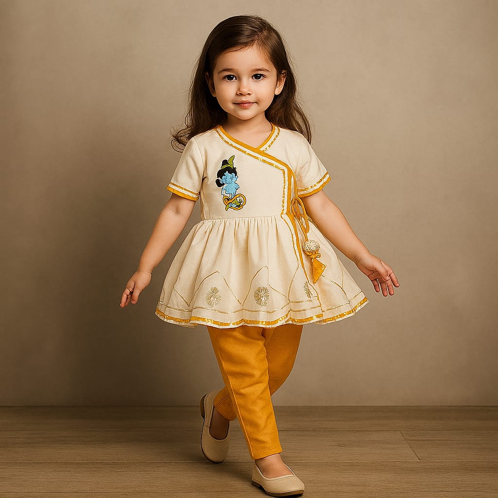 Pre Order: Krishna Embroidered Kurta With Dhoti