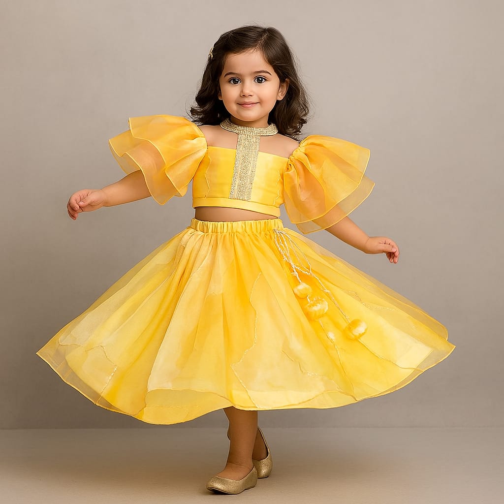 Pre Order: Organza Stylish Halter Neck Off Shoulder Top With Lehenga