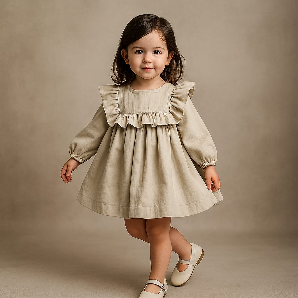 Pre Order: Anna Ruffle Grey Knee Length Dress