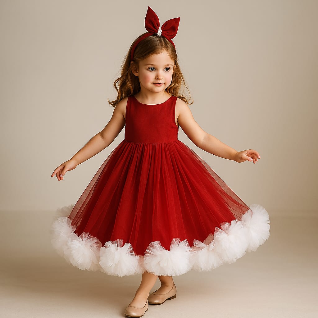 Pre Order: Stunning Red Ruffled Frilly Net Dress