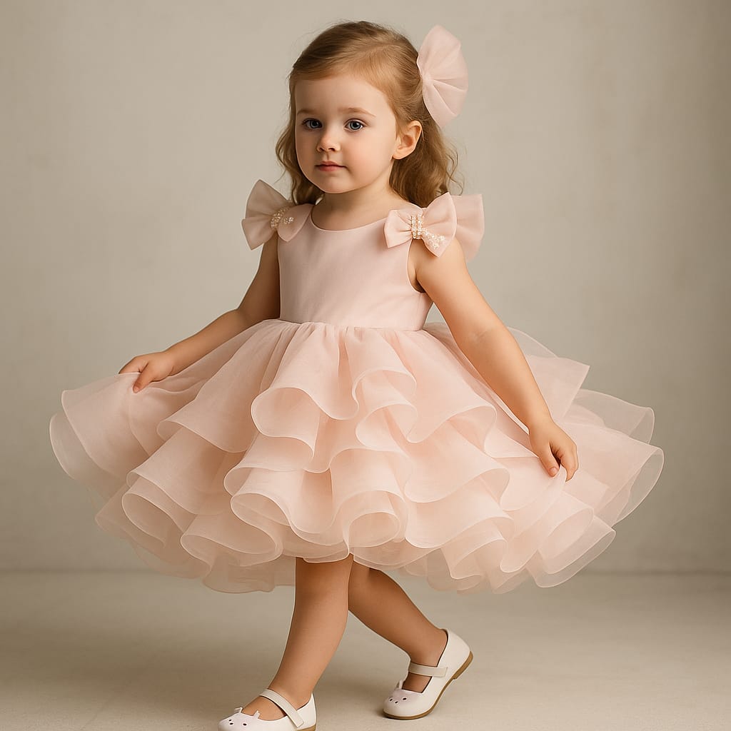 Pre Order: Peach Bow Orgenza Dress