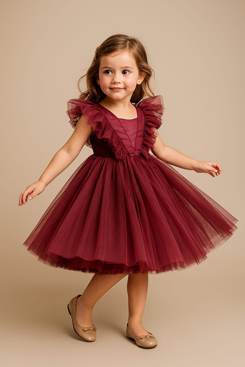 Pre Order: Gorgeous Wine Ruffle High Low Dress