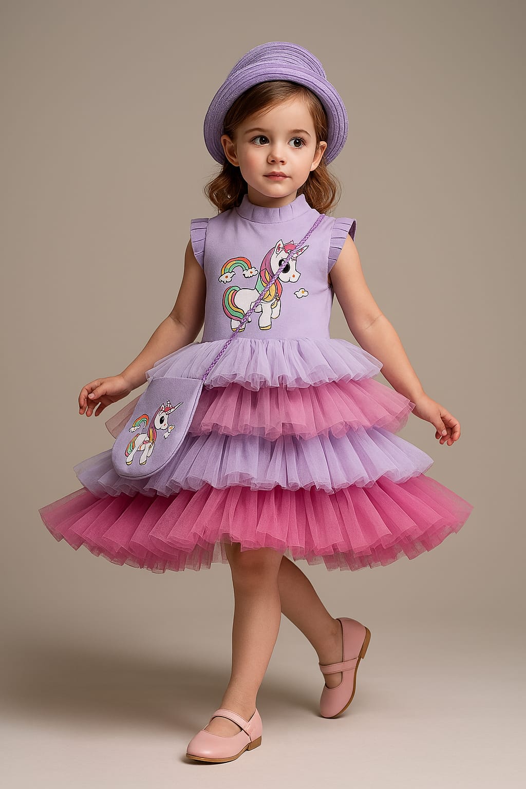 Pre Order: Purple Rainbow Unicorn Dress