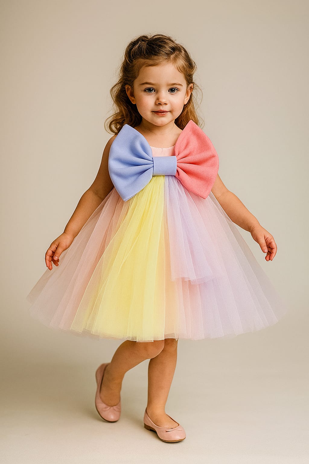 RTD Pre Order: Oversized Colourful Bowie Peach Net Dress