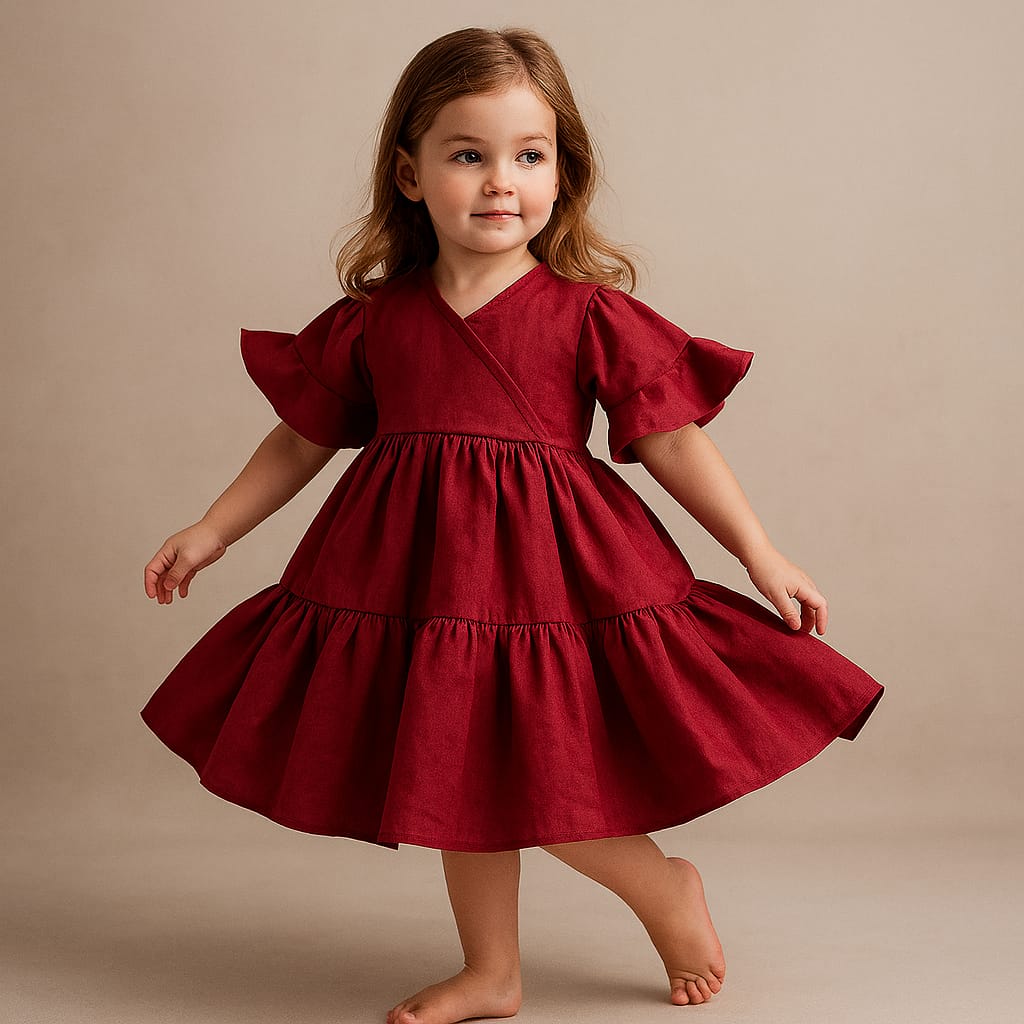 Pre Order: Agatha Red Tiered Knee Length Dress