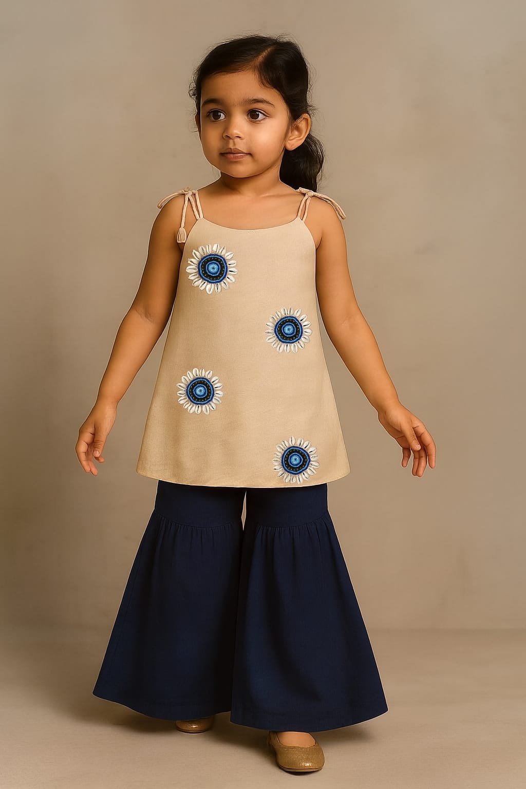 Pre Order: Kaudi with Blue Embroidered Top With Palazzo