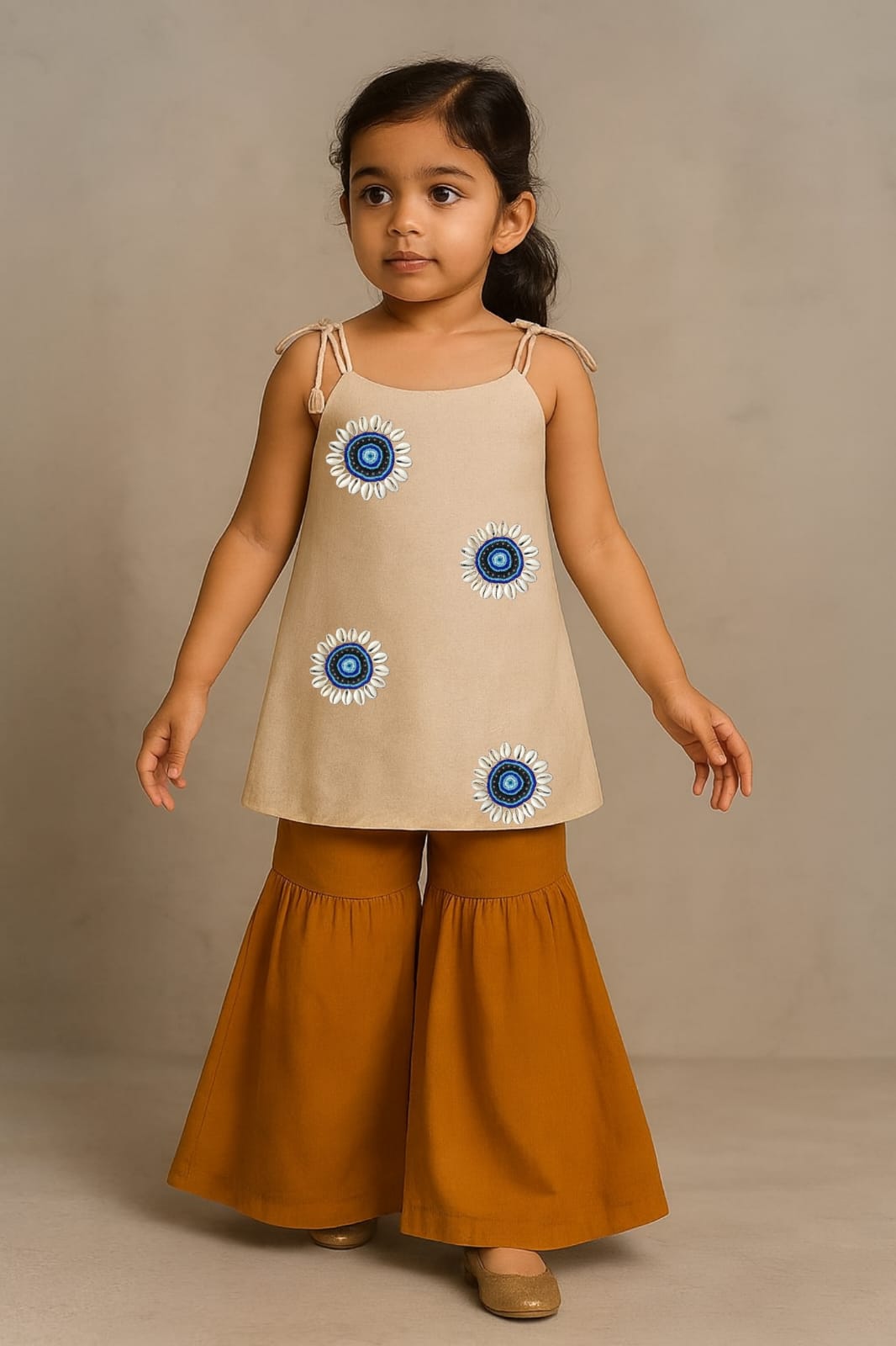 Pre Order: Kaudi with Blue Embroidered Top With Palazzo