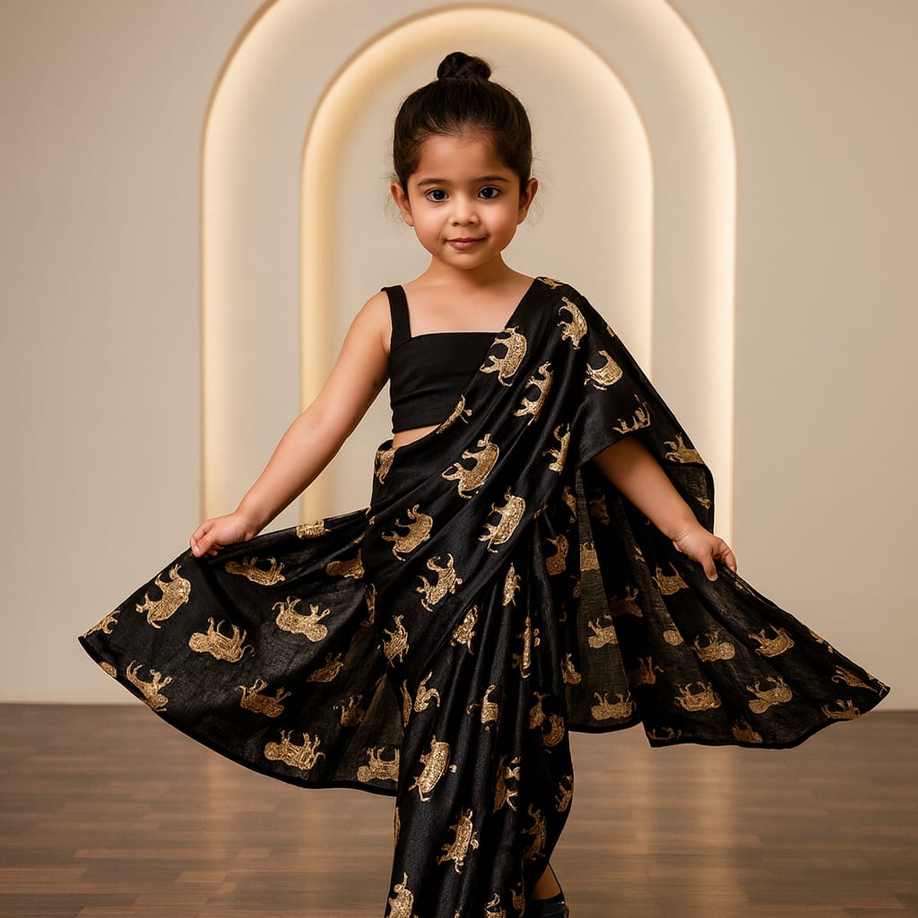 Pre Order: Black Tiger Cotton Saree